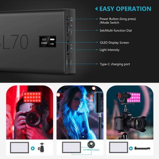 Luz portátil para video LED RGB SL70 CRI95 -NUEVA-