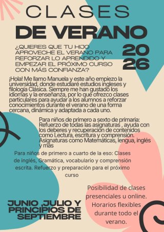 Clases de verano para primaria y la eso