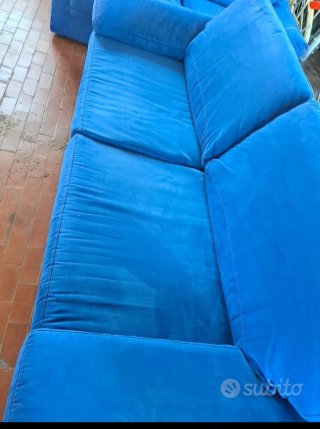 Divano 3 posti in alcantara sfoderabile blu