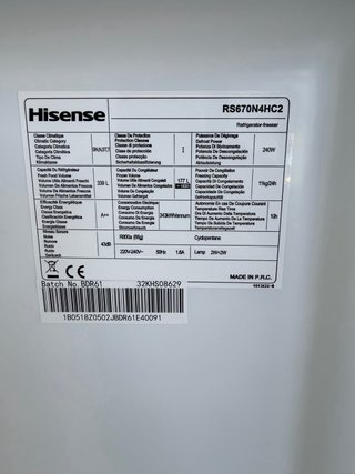 OFFERTA!! AMERICANO HISENSE INOX 177CM X 91 A++