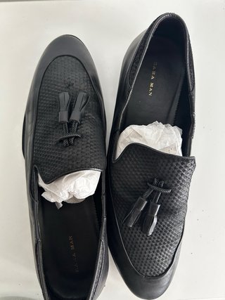 Mocasines Zara Piel Combinada Borlas