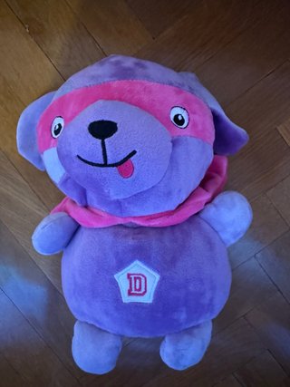 Peluche perro morado superhéroe