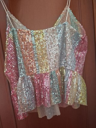 Top lentejuelas Zara multicolor s