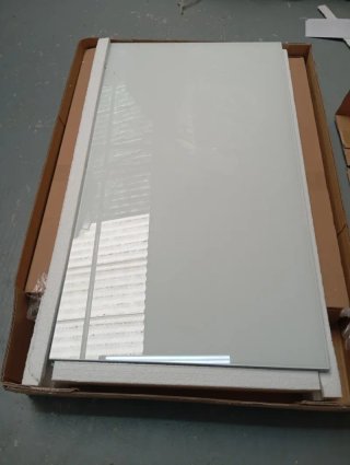 Mesa Cocina Extensible Cristal Gris/Blanco