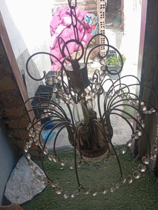 Lámpara colgante retro de cristal y metal