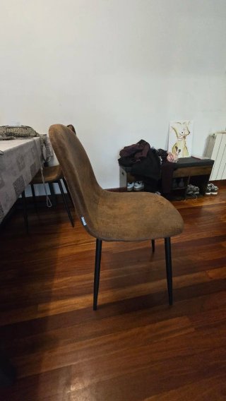 Confezione di 4 sedie da pranzo in pelle marrone