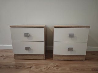 2 Mesitas de Noche Madera y Blanco