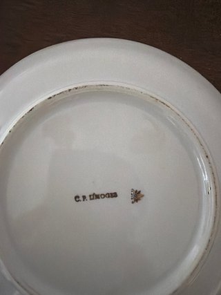 Plato Limoges Porcelana Pequeño Dorado Rojo