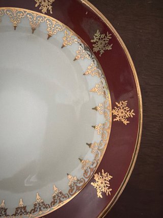 Plato Limoges Porcelana Pequeño Dorado Rojo