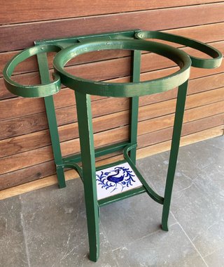 Lavabo Mueble Palanganero Antiguo Restaurado Verde