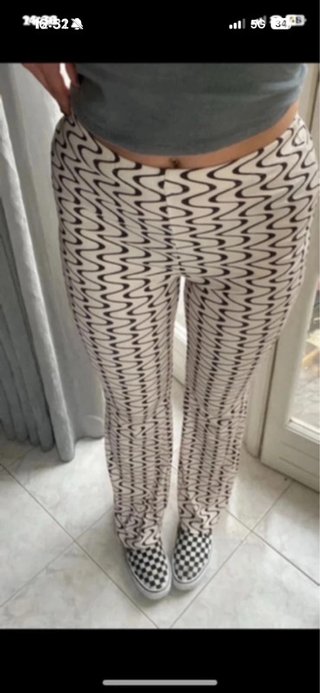 Pantalones Leggins Mujer Beige y Negro