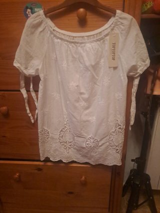 Blusa bordada blanca talla única