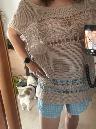 Top Stefanel Beige Crochet Talla L