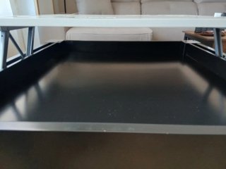 Mesa centro elevable 90x90 con 2 puffs
