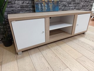 Mueble TV moderno madera y blanco