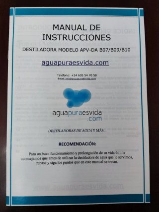 Destiladora de agua con jarra de cristal