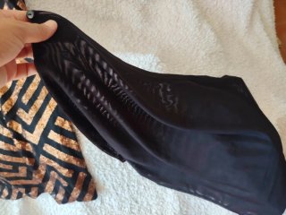 Vestido negro lentejuelas bronce talla 48