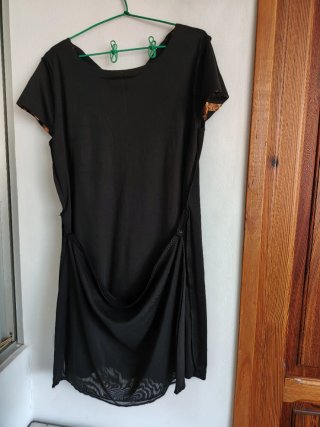 Vestido negro lentejuelas bronce talla 48
