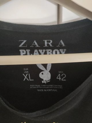 Camiseta Zara Playboy Talla XL Negra