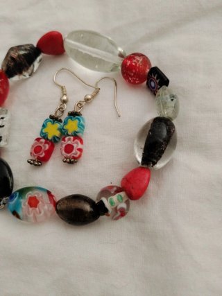 Conjunto Pulsera y Pendientes Cristal Murano