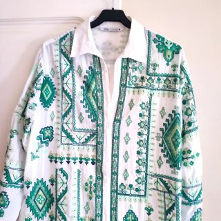 Vestido Túnica Zara Bordado Talla Única