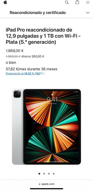 iPad Pro 12,9 (2021 5.ª gen.) 1TB Wi-Fi - Silver