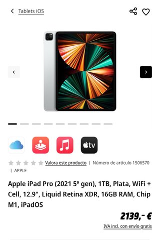 iPad Pro 12,9 (2021 5.ª gen.) 1TB Wi-Fi - Silver