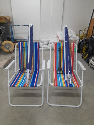 2 Sillas Playa + 2 Sombrillas 180cm