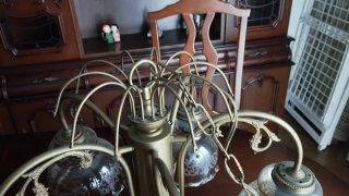Lámpara de techo antigua cristal y metal