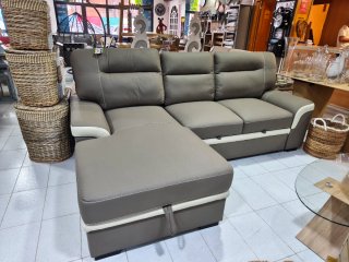 Sofá Cama Farrer Piel Sintética Gris
