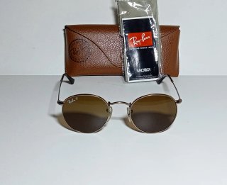 Ray-Ban Round Metal Polarizadas Marrón/Dorado