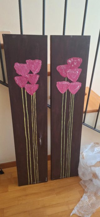 2 cuadros óleo flores