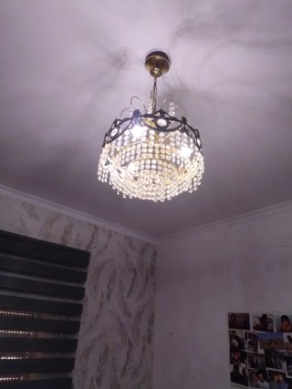Lámpara colgante de cristal y metal