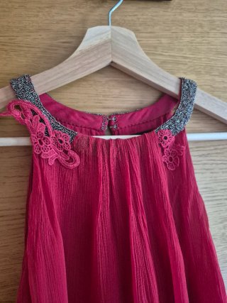 Vestido fiesta Tintoretto rojo volantes