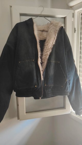Chaqueta Jean Forrada verde  y Azul