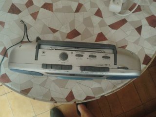 Radio Cassette Sanyo Azul y Gris