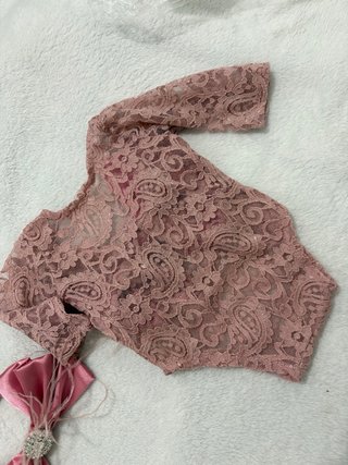 Conjunto bebé encaje rosa con lazo