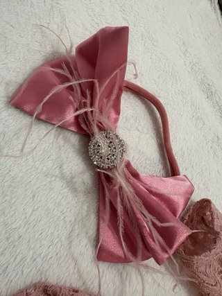 Conjunto bebé encaje rosa con lazo