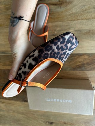 BUONAROTTI Sandalias Planas Animal Print Naranja