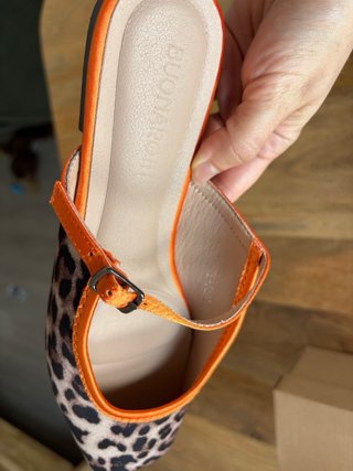 BUONAROTTI Sandalias Planas Animal Print Naranja
