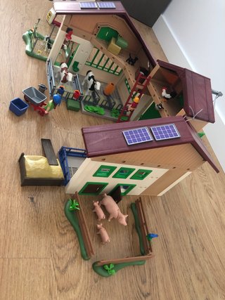 Playmobil Granja con Silo, Coche y Remolque