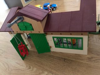 Playmobil Granja con Silo, Coche y Remolque