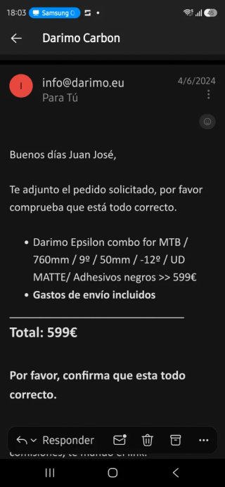 Manillar Darimo Epsilon 147g