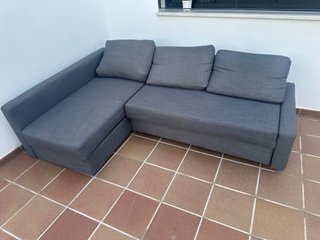 Sofá chaise longue gris tela