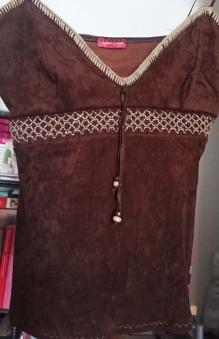 Camiseta tirantes mujer marrón