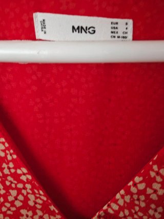 Vestido Mango naranja estampado floral blanco