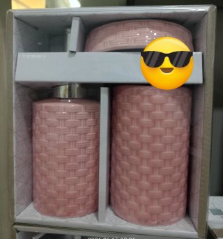 Set bagno ceramica grigio intrecciato