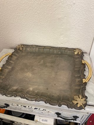 Bandeja Vintage Metal Asas Doradas