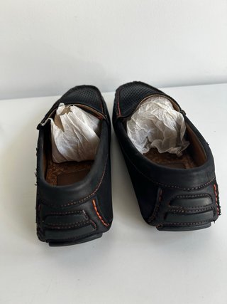 Mocasines Massimo Dutti Negros Costura Naranja
