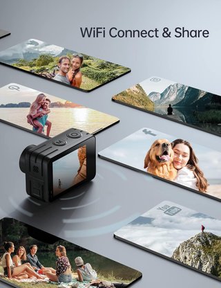 - WOLFANG cámara deportiva doble pantalla 4k